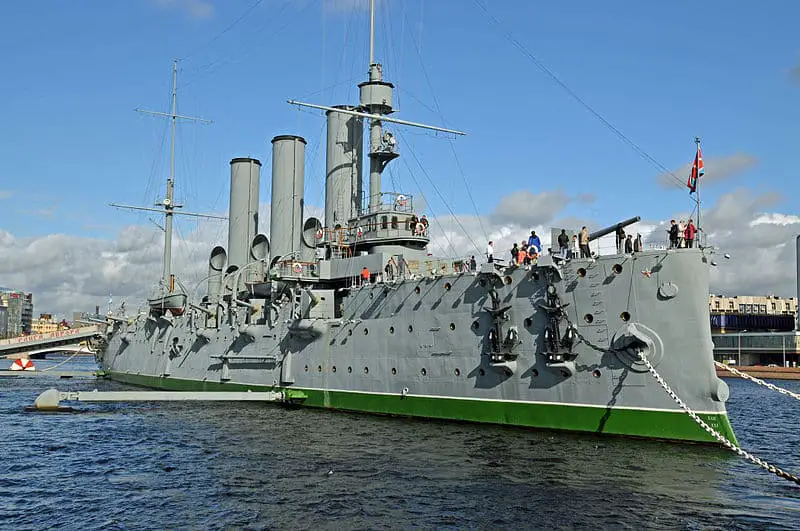 The Avrora Battleship, which once served as part of the Baltic fleet. It is now a museum in St. Petersburg.