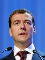 Dmitri Medvedev at a Gazprom news conference. Medvedev is currently a deputy prime minister, head of Russia’s “National Projects,” and Chairman of the board of directors at Gazprom, one of the world’s largest companies.