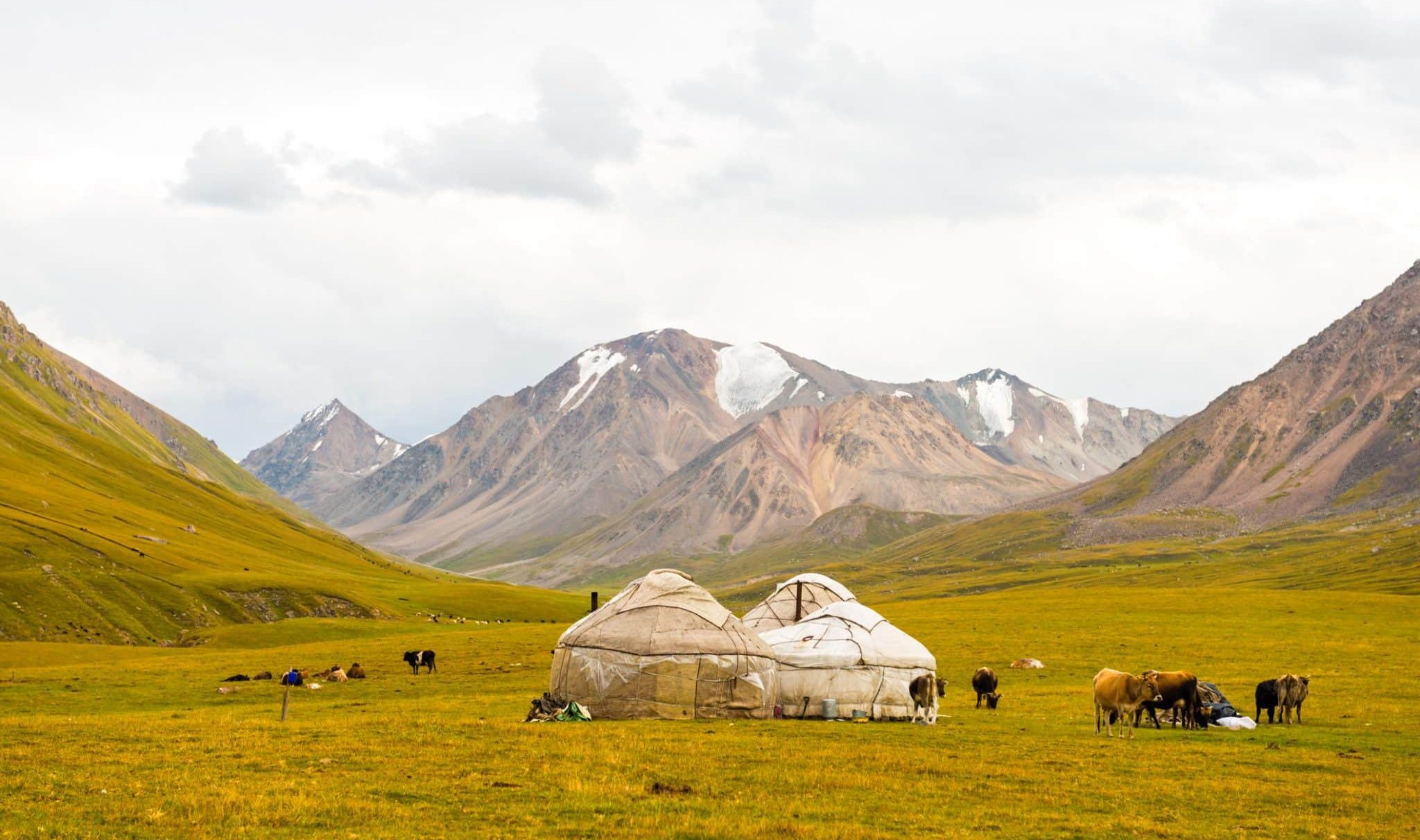 Kyrgyzstan lake yurt horses