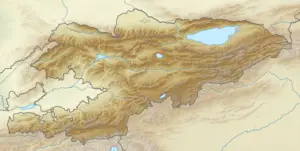 Topographical relief map of Kyrgyzstan